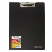 Папка-планшет Brauberg "Contract" плотная, с верхним прижимом и крышкой, А4, пластик черный, до 80 л., 1,5мм