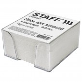 Блок для записей Staff в подставке прозрачной, куб 9х9х5 см, белый, белизна 70-80%, ст.1