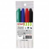 Маркеры для доски Staff, набор 4 шт., тонкий корпус, круглые, 2,5 мм, черный, синий, красный, зеленый
