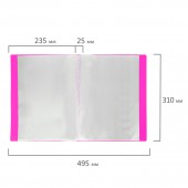 Папка 40 вкладышей Brauberg "Neon", 25 мм, неоновая розовая, 700 мкм