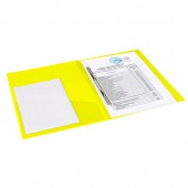 Папка с металлическим скоросшивателем и внутренним карманом Brauberg "Neon", 16мм, желтая, до 100 листов, 0,7 мм