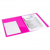 Папка с металлическим скоросшивателем и внутренним карманом Brauberg "Neon", 16мм, розовая, до 100 листов, 0,7 мм