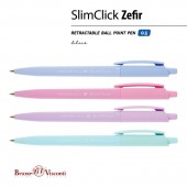 Ручка шариковая автоматическая Bruno Visconti "SlimClick Zefir", ассорти, узел 0,5 мм, линия 0,3 , синяя,