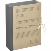 Папка-короб архивный 80 мм Attache А4 из картона/бумвинила серая (складная, 4 х/б завязки, до 800 листов)