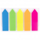 Закладки клейкие staff    неоновые  "стрелки", 45х12 мм, 5 цветов х 20 листов, в пластиковой книжке