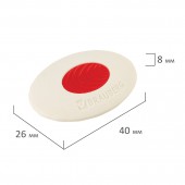 Ластик Brauberg "Oval PRO", 40х26х8 мм, овальный, красный пластиковый держатель