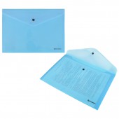 Папка-конверт с кнопкой "Pastel", А4, до 100 листов, непрозрачная, аквамарин, 0,18 мм,