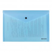 Папка-конверт с кнопкой "Pastel", А4, до 100 листов, непрозрачная, аквамарин, 0,18 мм,