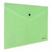 Папка-конверт с кнопкой "Pastel", А4, до 100 листов, непрозрачная, мята, 0,18 мм,