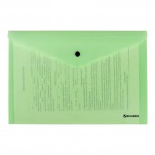 Папка-конверт с кнопкой "Pastel", А4, до 100 листов, непрозрачная, мята, 0,18 мм,