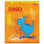 Тетрадь 12л. Хатбер клетка, обложка картон, тиснение, "Hello Dino" (5 видов в спайке), 12Т5тВ1